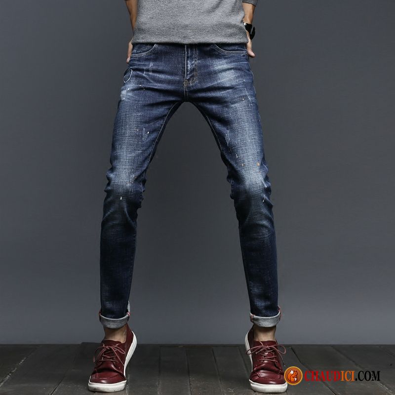 Jeans Homme De Marque Bisque Jeans Denim Longue Tendance Jet D'encre Pas Cher