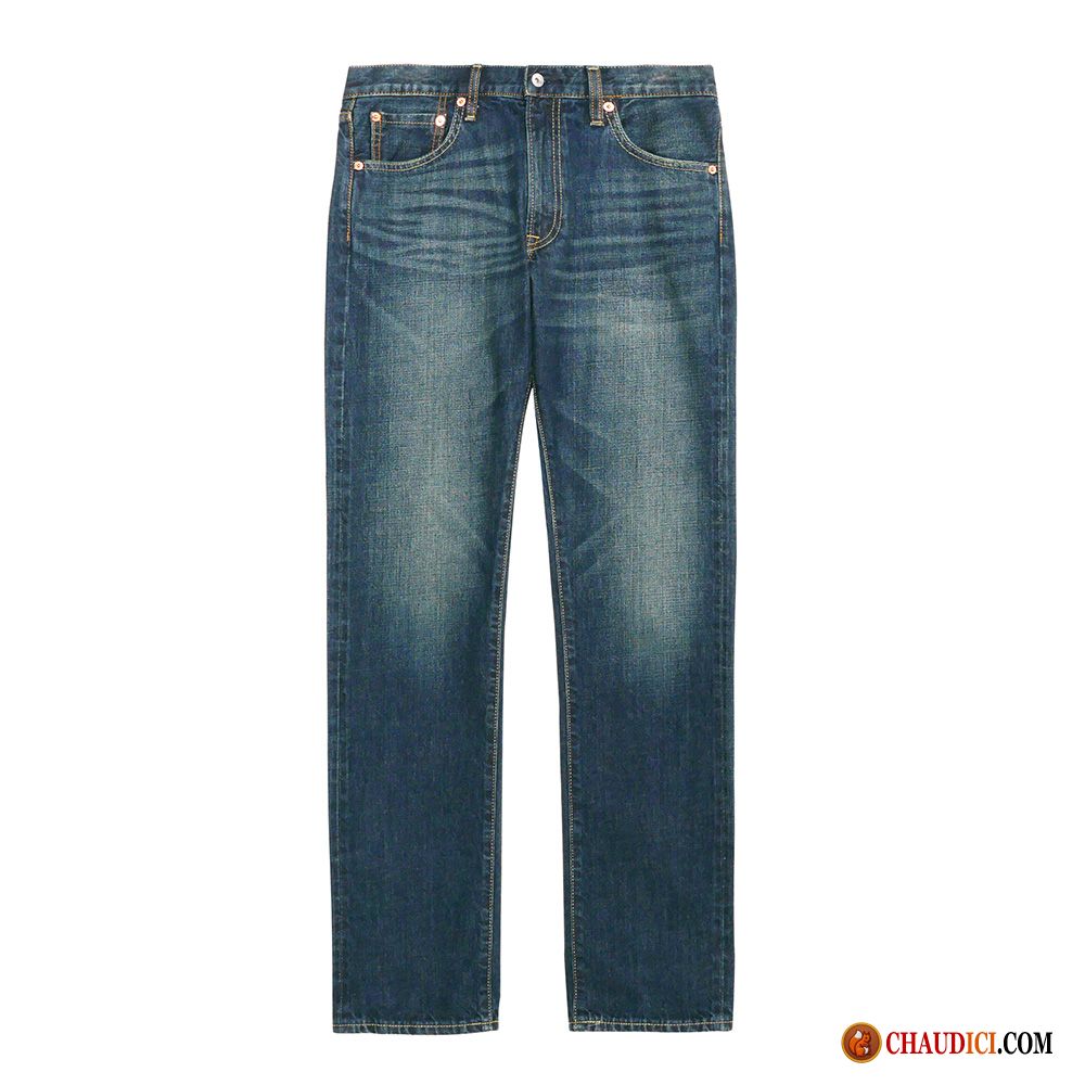 Jeans Homme Gris Classique Jambe Droite Homme Jeans Delavé