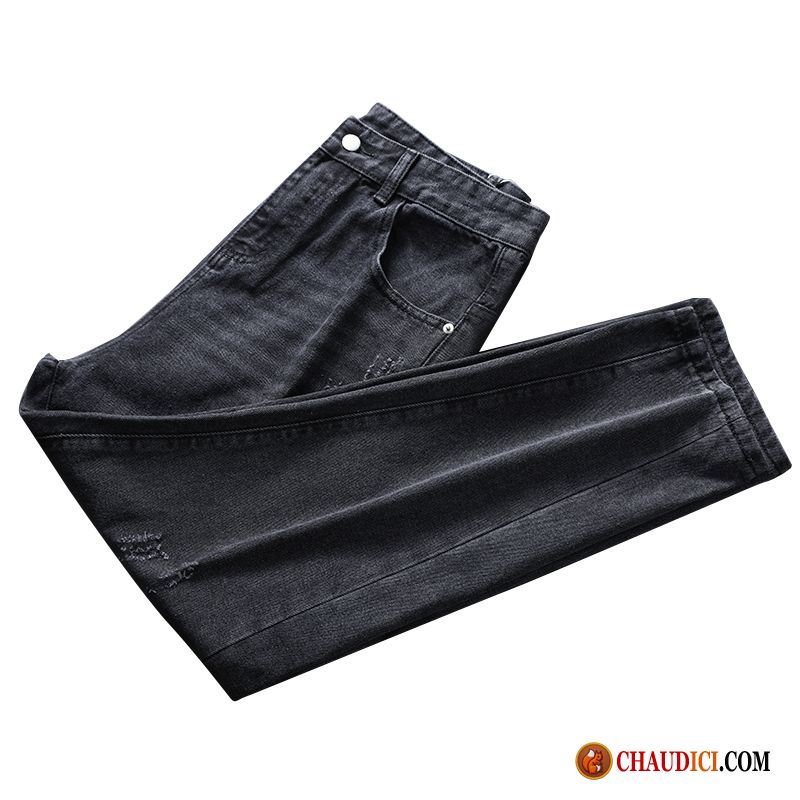 Jeans Homme Regular Blé Pantalon Baggy Marque De Tendance Noir Nostalgique Pas Cher