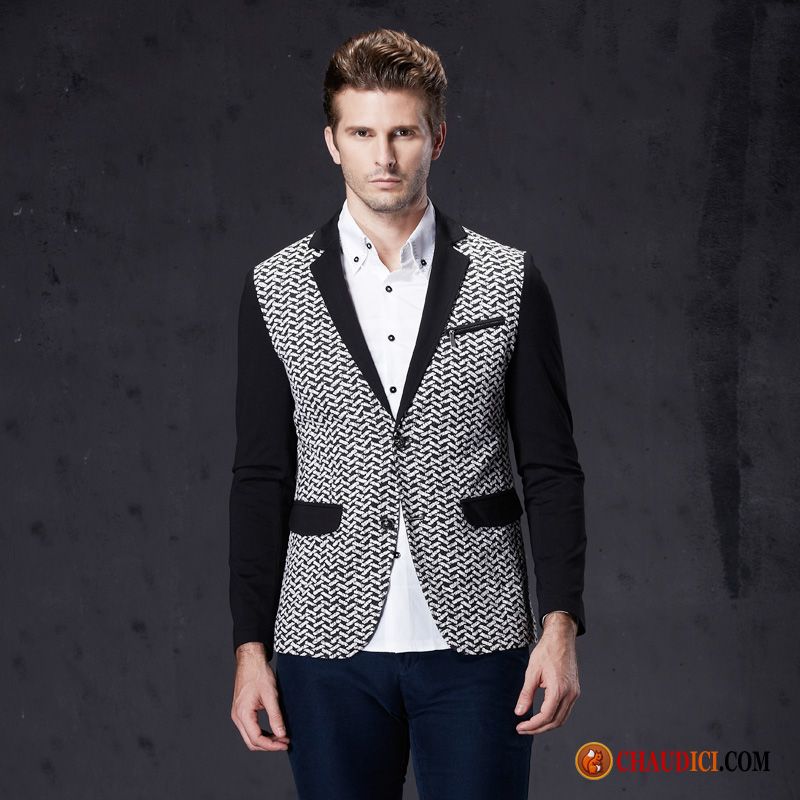 Les Blazers De Mariage Rosybrown Homme Noir Géométrie Blazer Mode