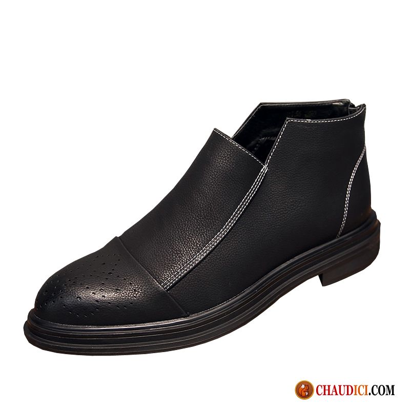 Les Bottes Pour Hommes Marine Basse Noir Bottes Courtes L'automne Fleur Pas Cher