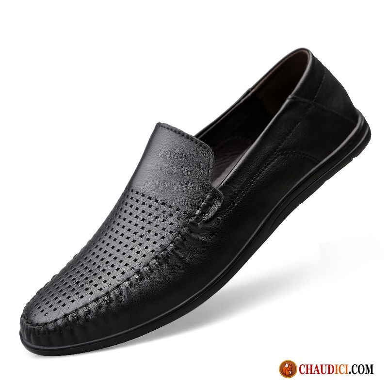 Les Chaussures Mocassins Homme Cuir Véritable Décontractée Noir Derbies Pas Cher