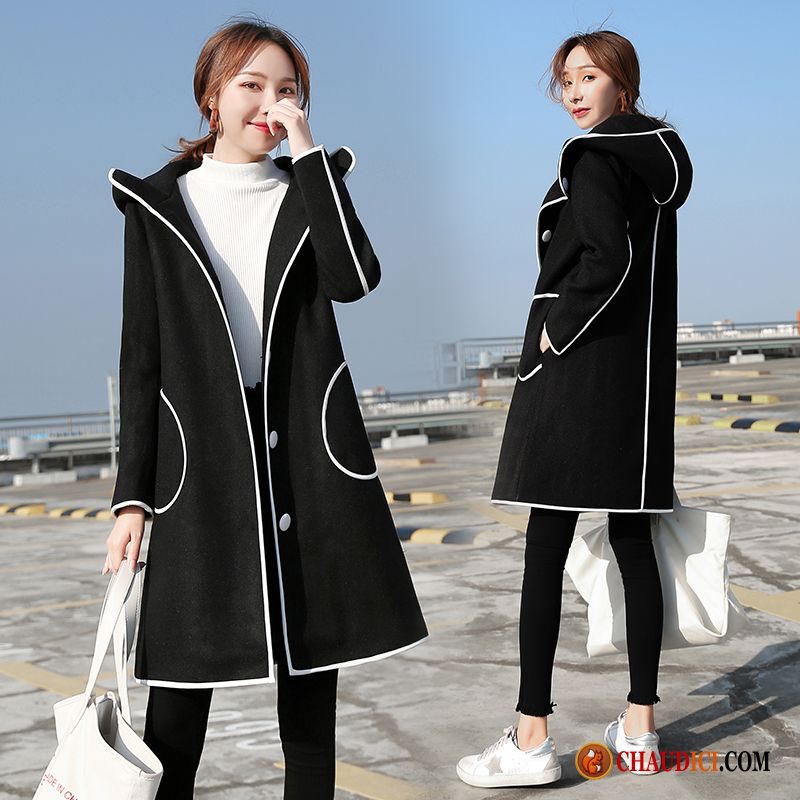 Magasin Manteau Femme Noir Femme Manteau Épaissir Longue