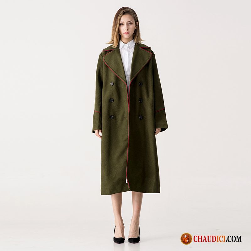 Manteau Couleur Femme Personnalité De Laine Vert Dame Manteau