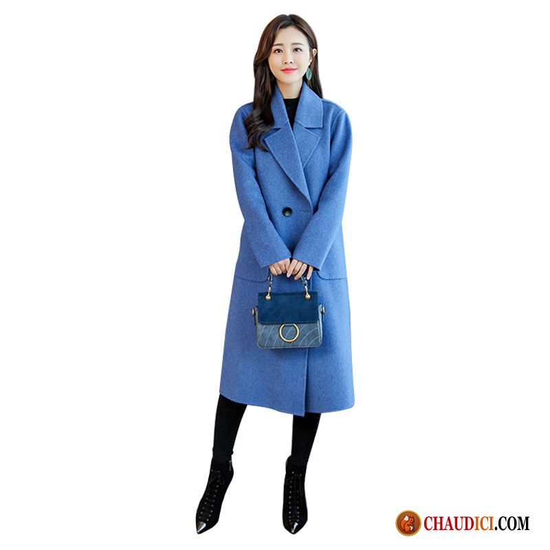 Manteau Femme Habillé L'automne Grande Taille Bleu Femme De Laine