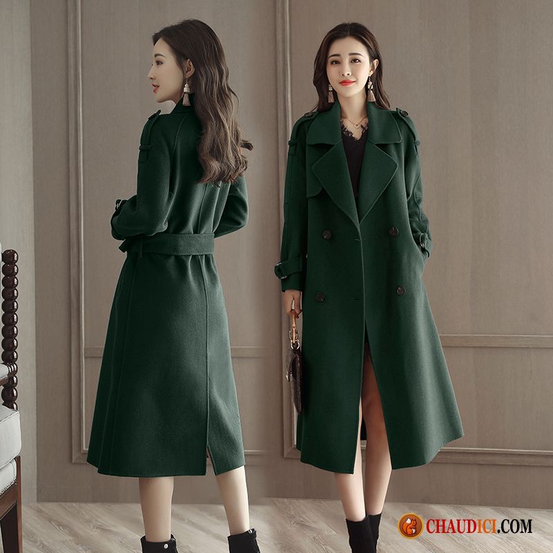 Manteau Hiver Femme Rouge L'automne Épaissir Anti-saison Vert Foncé Manteau Pas Cher