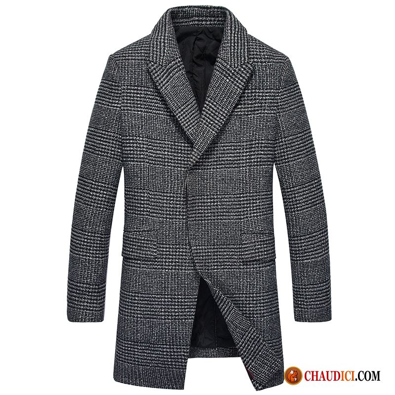 Manteau Homme Mi Saison Longue Manteau Britanique Bouton À Une Rangée Manteau Pas Cher