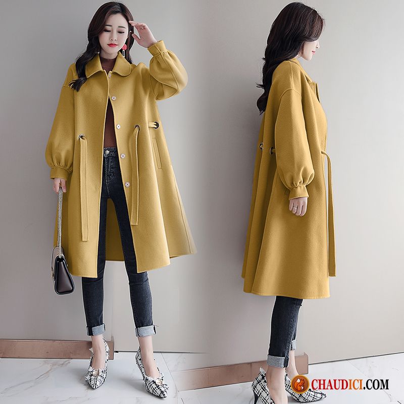 Manteau Long Laine Femme De Laine Femme Grande Taille Jaune Longue