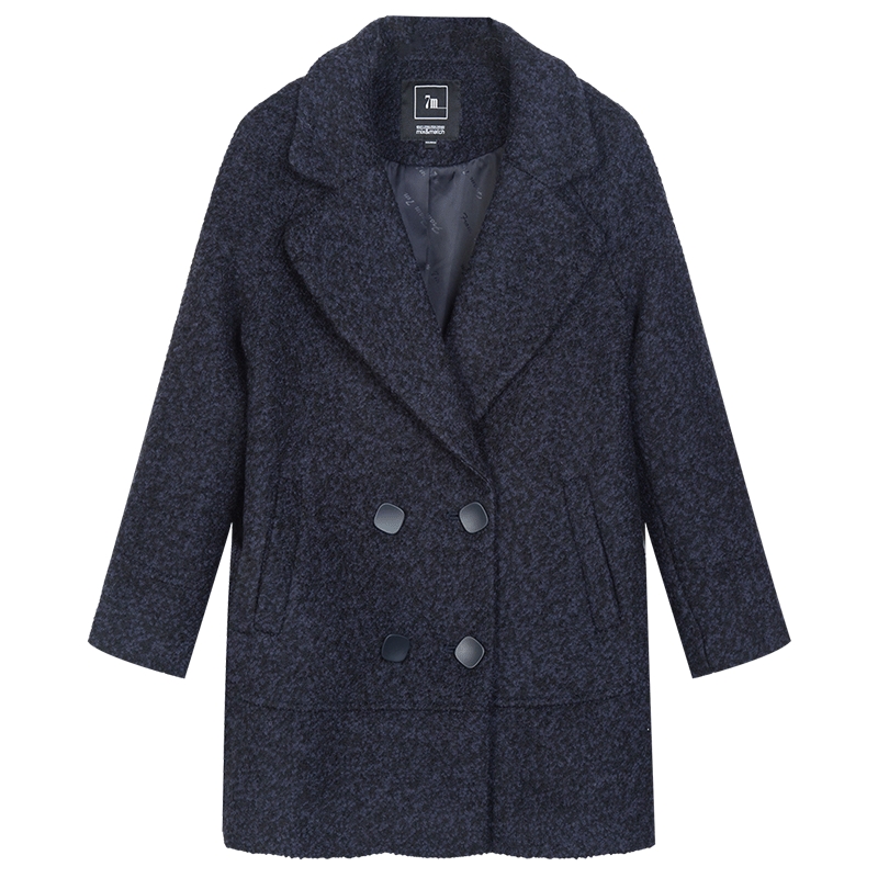 Manteau Long Noir Doux De Laine Manteau Bleu Tempérament Pas Cher