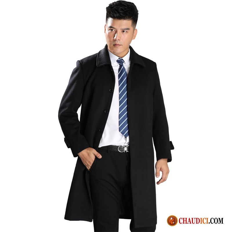 Manteau Matelassé Homme De Travail Longue Revers Roulé Homme Tissu De Laine