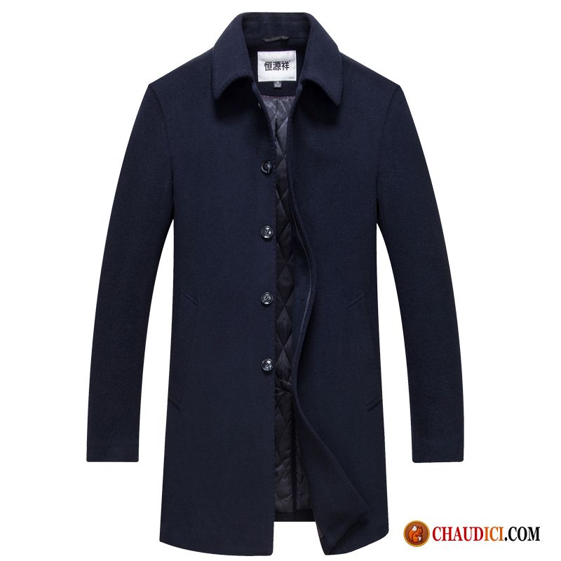 Manteau Matelassée Cuir Homme L'automne La Laine Manteau Homme Épaissir