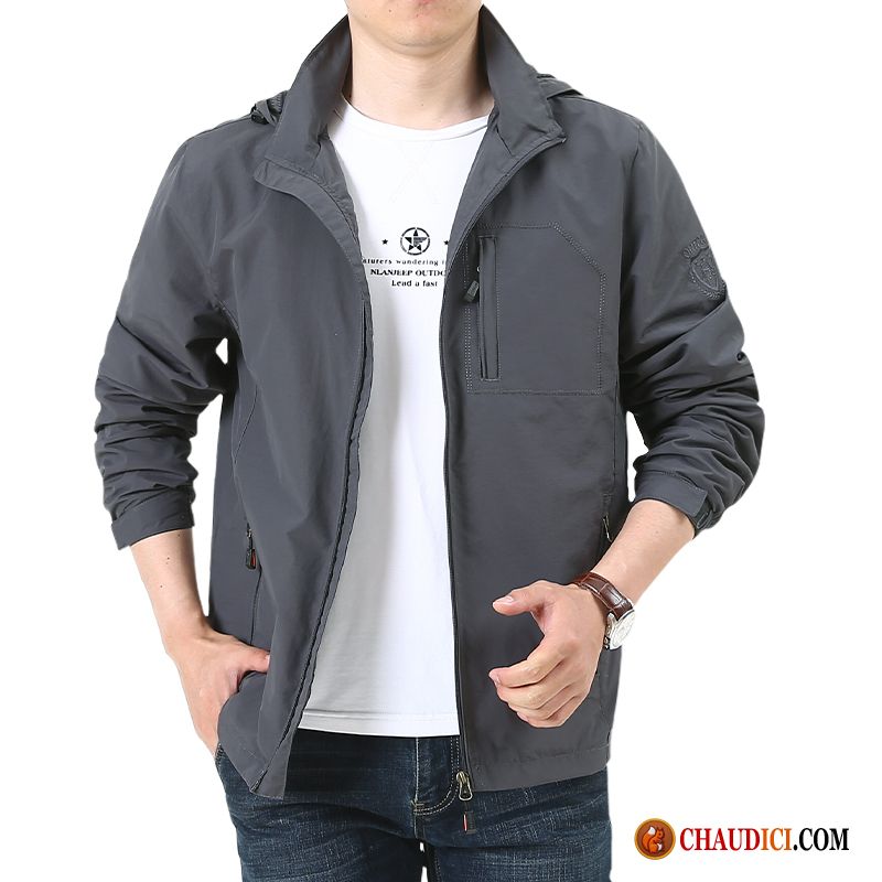 Manteau Pour Homme Pas Cher Printemps Légère Gris Décontractée Manteau