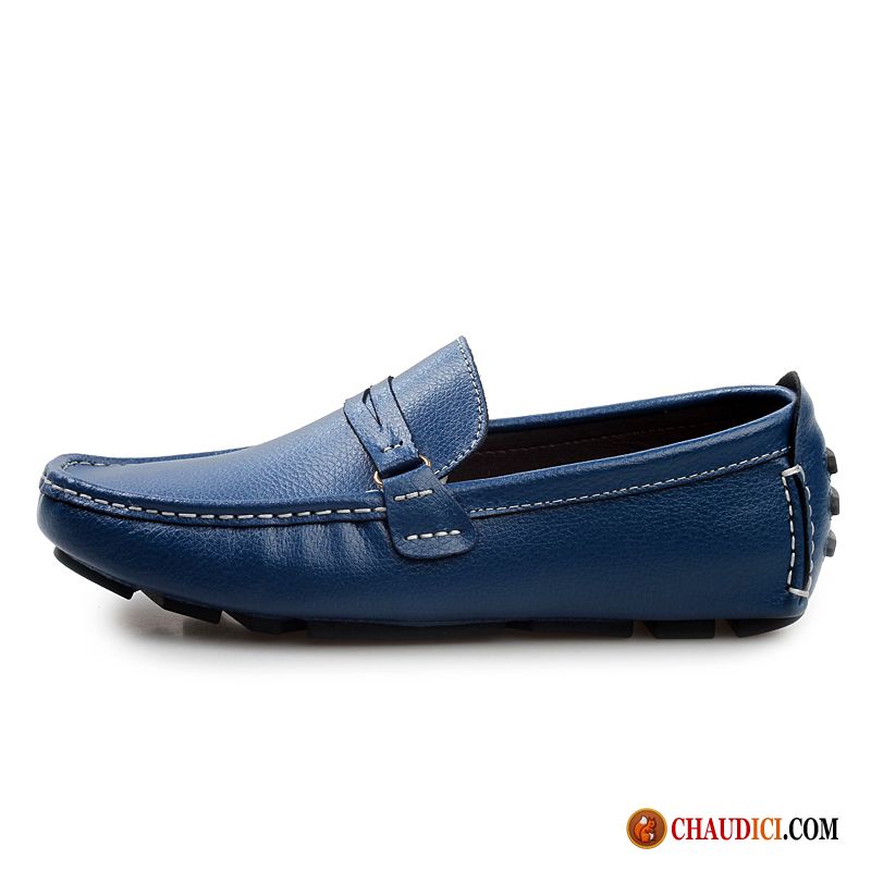 Mocassin A Talon Pas Cher Jeunesse Printemps Tendance Chaussures De Conduite Cuir Véritable