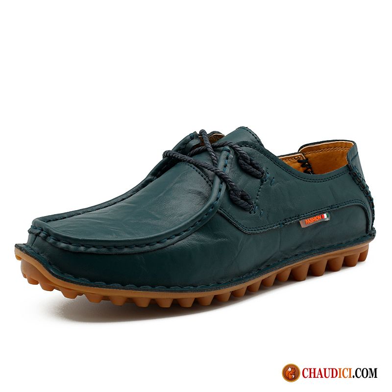 Mocassin Classique Homme Décontractée Marque Bleu Flâneurs Cuir Véritable Pas Cher