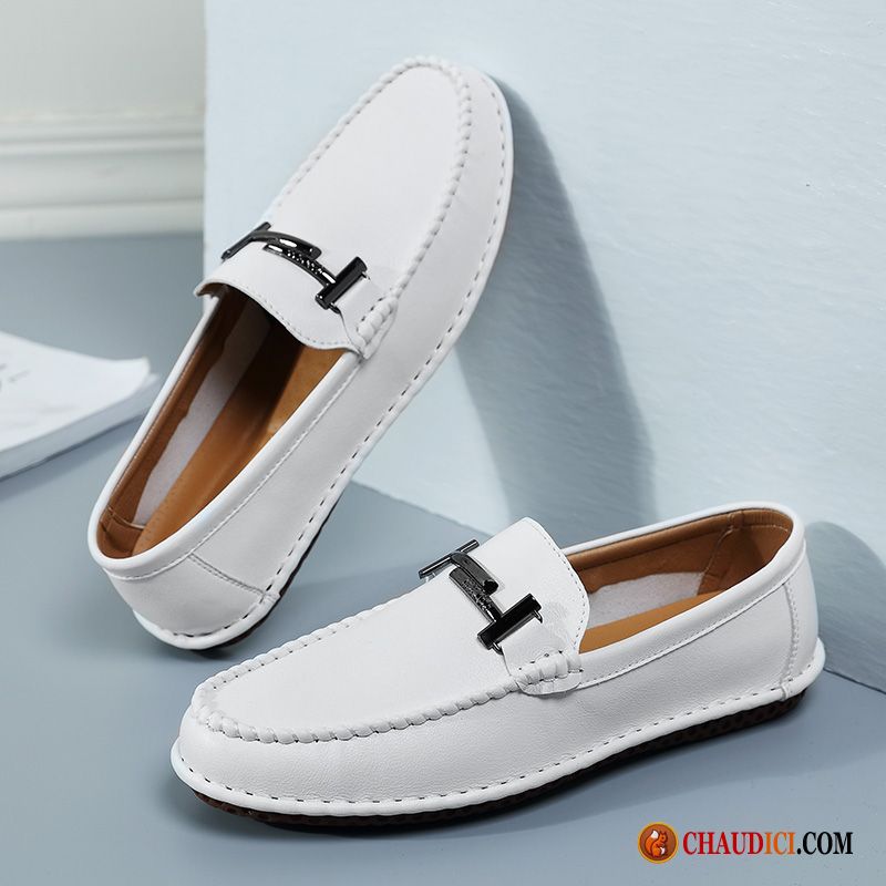 Mocassin Cuir Homme Pas Cher Flâneurs Printemps Angleterre Blanc Derbies