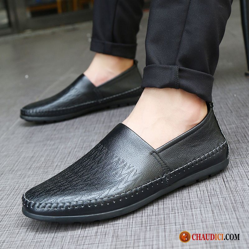 Mocassin En Cuir Homme Slip-on Flâneurs Homme Respirant Jeunesse Soldes