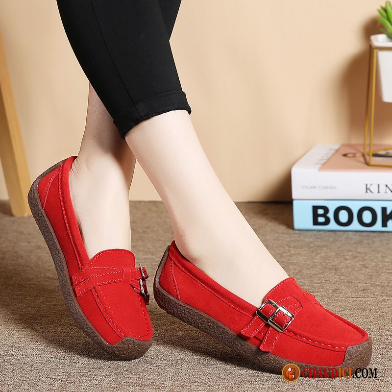 Mocassin Femme Talon Compensé Femme Enceintes Tous Les Assortis Rouge Printemps En Ligne