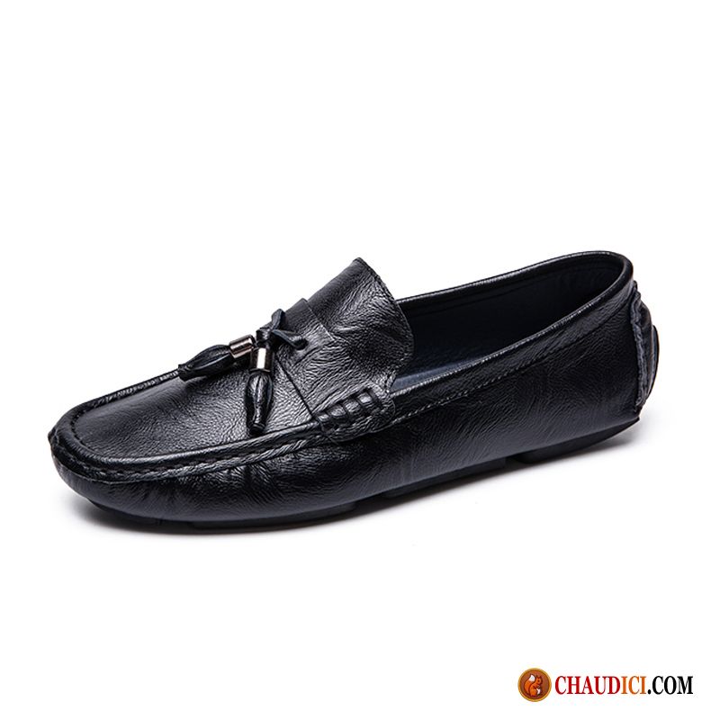 Mocassin Homme Clouté Creux Guipure Tous Les Assortis Semelle Doux Noir De Boîtier