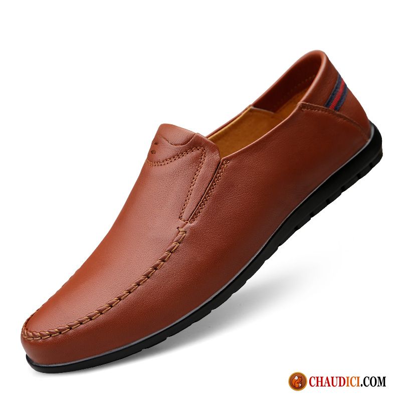 Mocassin Homme De Marque Rouge Dessus Cuir Homme Flâneurs En Cuir Pas Cher