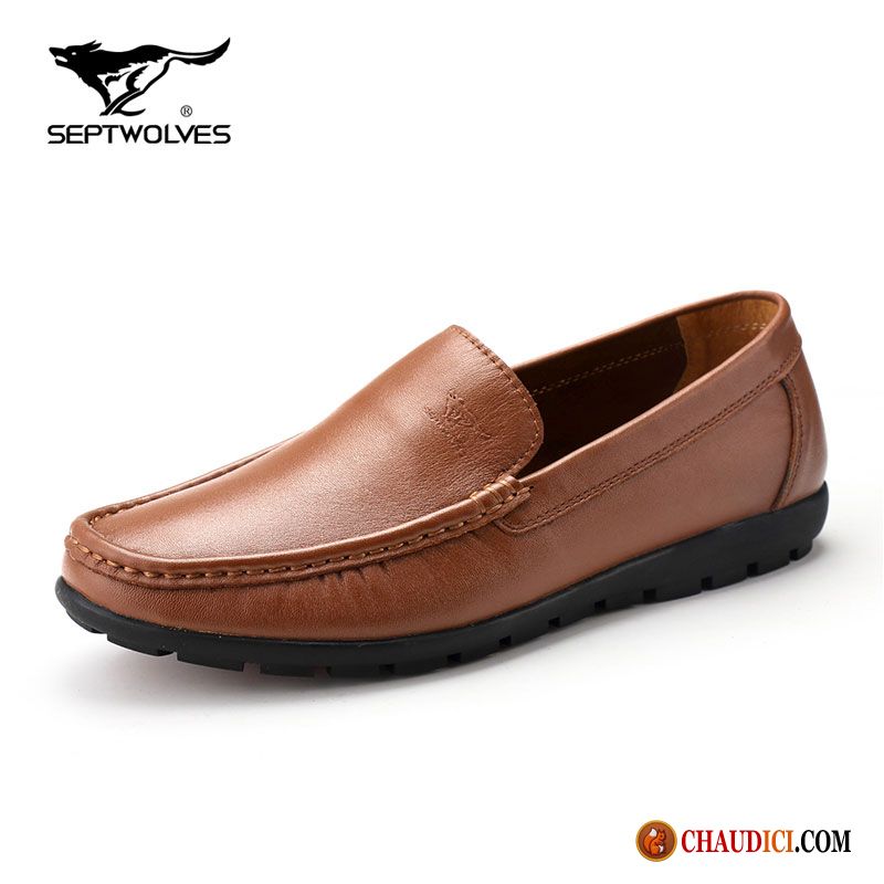 Mocassin Homme Marron Cuir Flâneurs Semelle Doux Homme Respirant Été France