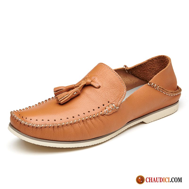 Mocassin Marron Homme Ambre Mode Authentique Jours Pompon Homme Pas Cher