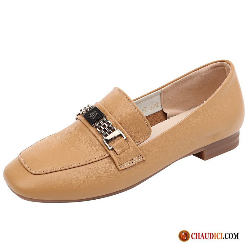 Mocassin Nubuck Femme Tête Carrée Femme Cuir Véritable Printemps Derbies En Vente