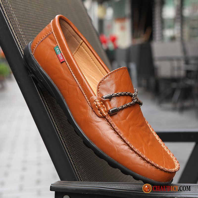 Mocassin Rouge Homme Marron Chaussures De Conduite Cuir Véritable Plates Lumière En Ligne