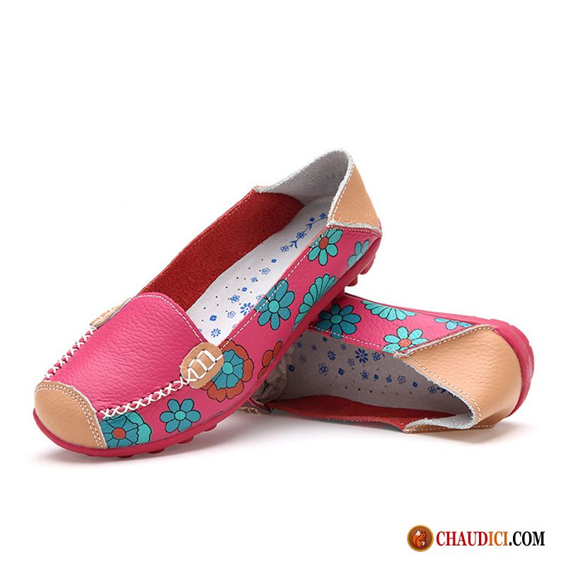 Mocassin À Talon Haut Seashell Flâneurs Femme Multicolore Cuir Véritable Plates