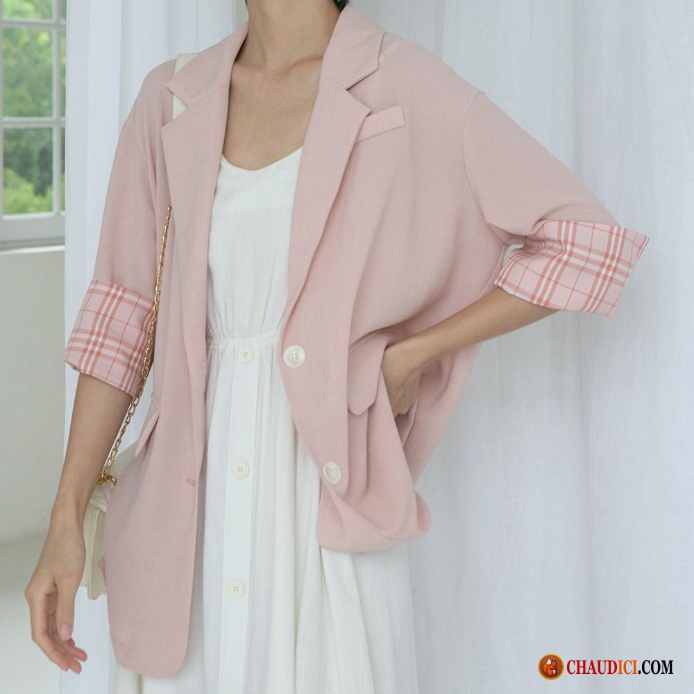 Ou Acheter Blazer Femme Vérifier Carreaux Légère Veste De Costume Crème Solaire Femme En Ligne