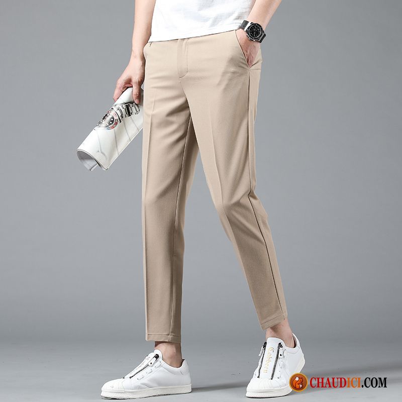 Pantalon Blanc En Lin Homme Élastique Pantalon Été Baggy Kaki En Vente