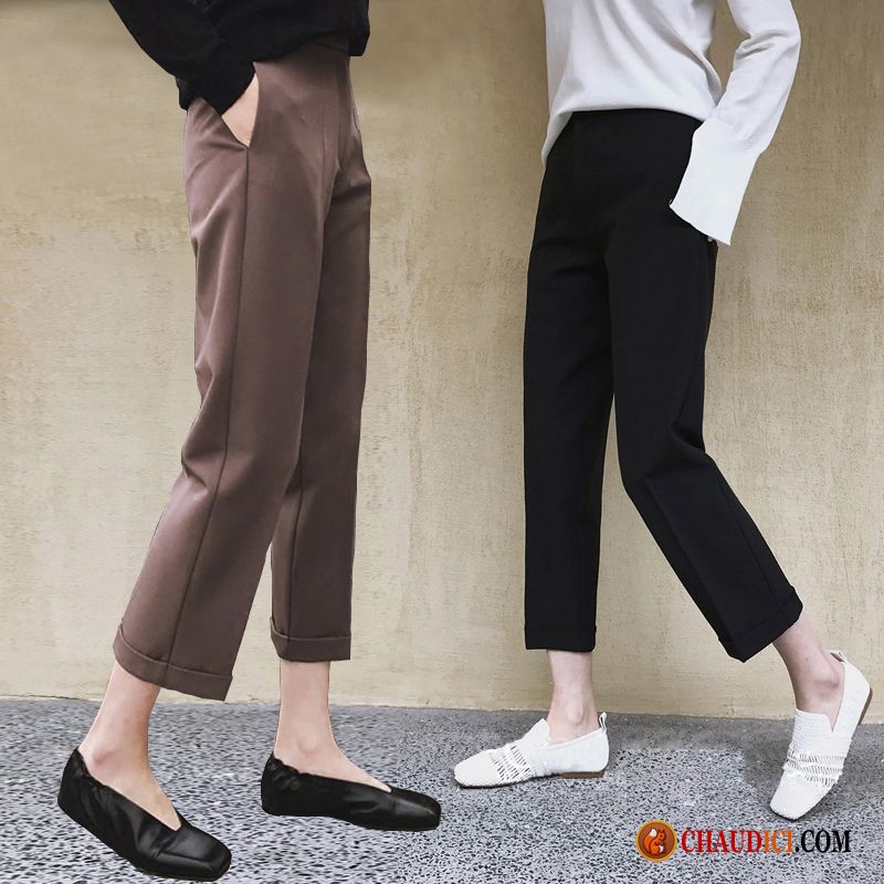 Pantalon Blanc Taille Haute Costume Décontractée Femme Étudiant Tendance Pas Cher