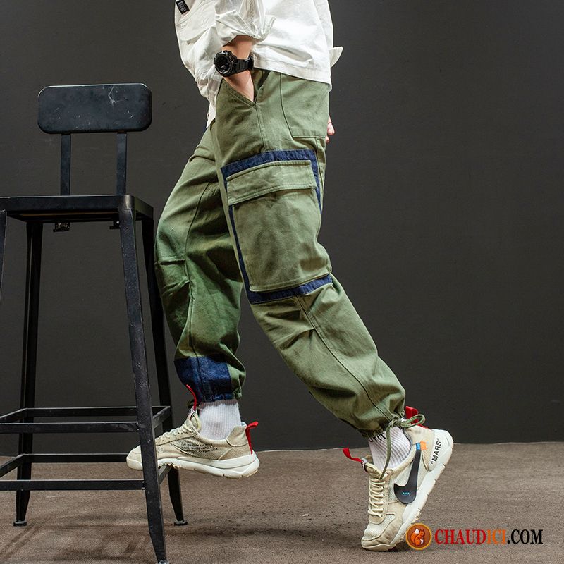 Pantalon Cargo A Pince Homme Pérou Épissure Décontractée Les Bretelles Homme Baggy Pas Cher