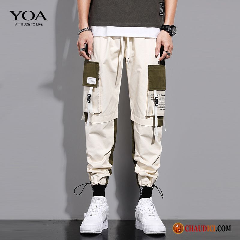 Pantalon Cargo Hiver Homme Rouge Été Hip Hop Marque De Tendance Serrés Jambe Droite