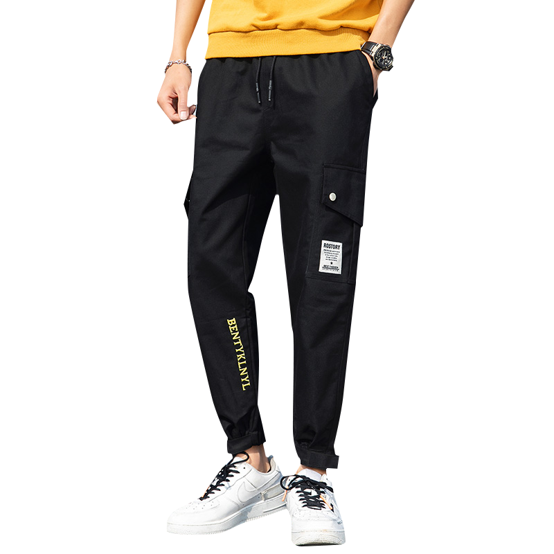 Pantalon Cargo Mode Homme Rouge Maigre Sport Cargo Décontractée Printemps Pas Cher