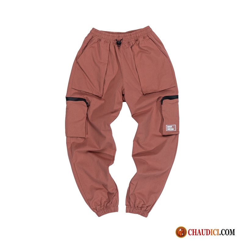 Pantalon Cargo Noir Homme Habillé Tendance Cargo Homme Entraînement Rouge