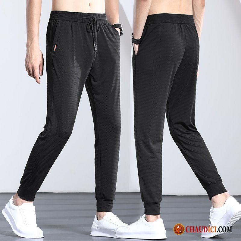 Pantalon Coton Lin Homme Respirant Été Extensible Mince Bouche Fermée France