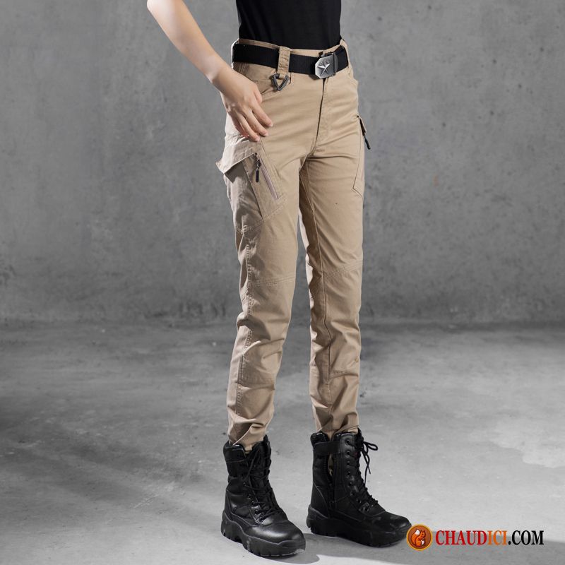 Pantalon De Couleur Militaire Vert Tendance Beau Mince Extensible