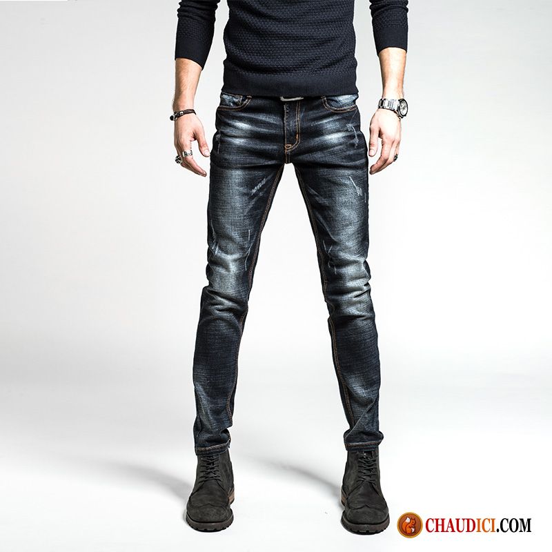 Pantalon En Jean Homme Steelblue Slim Pantalon Delavé Homme L'automne Pas Cher