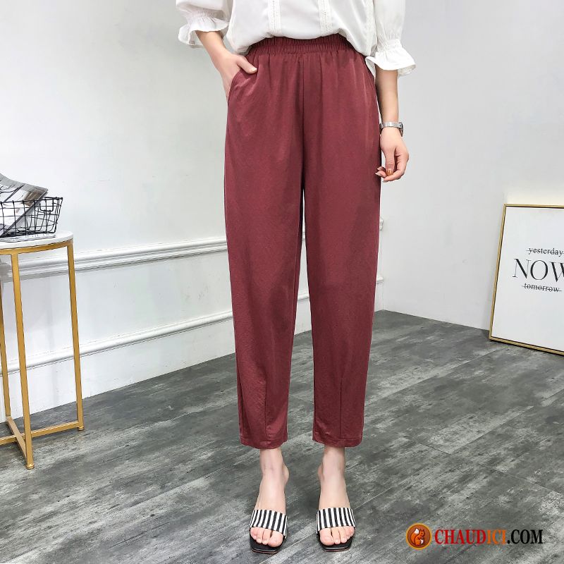 Pantalon Femme En Lin Azur Baggy Gros Légère Rouge Harlan