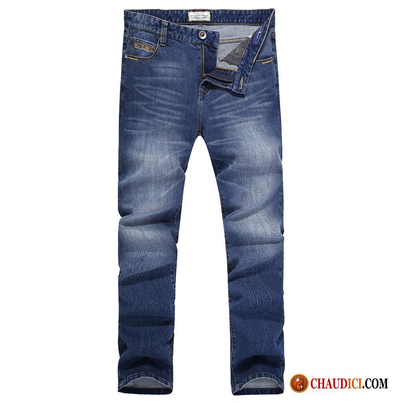 Pantalon Homme Tendance Coton Bio Loup Denim Printemps Jeans Pas Cher