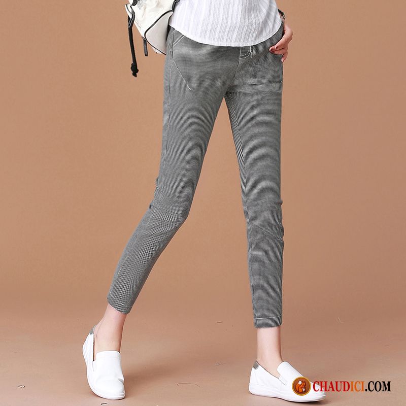 Pantalon Pastel Femme Crème Tendance Leggings Pantalons Maigre Carreaux