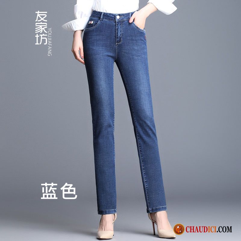 Pantalon Slim Femme Noir Brillant Chameau Jeans Bleu Clair Slim L'automne Femme Soldes