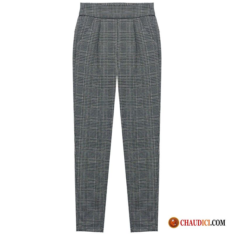 Pantalon Velours Femme Pas Cher Baggy Vérifier Carreaux Mince Pantalon Harlan