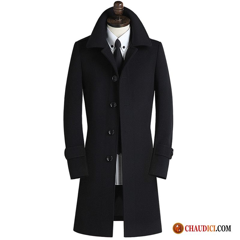 Parka Manteau Cuir Homme Beau Slim Manteau Hiver Noir Pas Cher