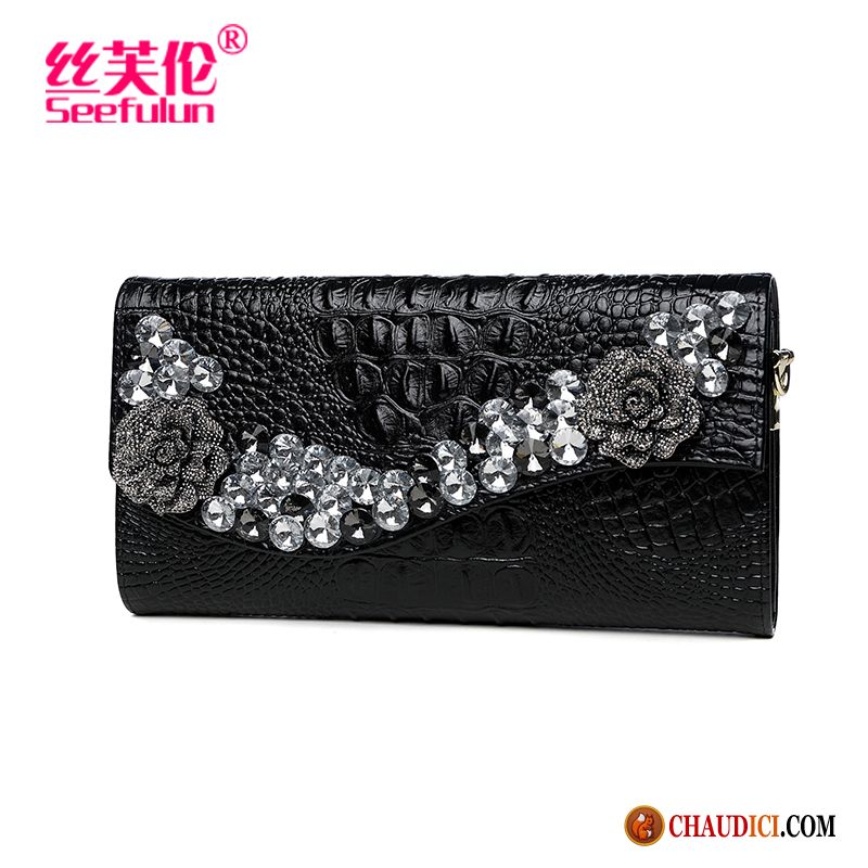 Portefeuille Porte Chéquier Femme Violet Imitation Strass Banquet Tendance Femme Mode