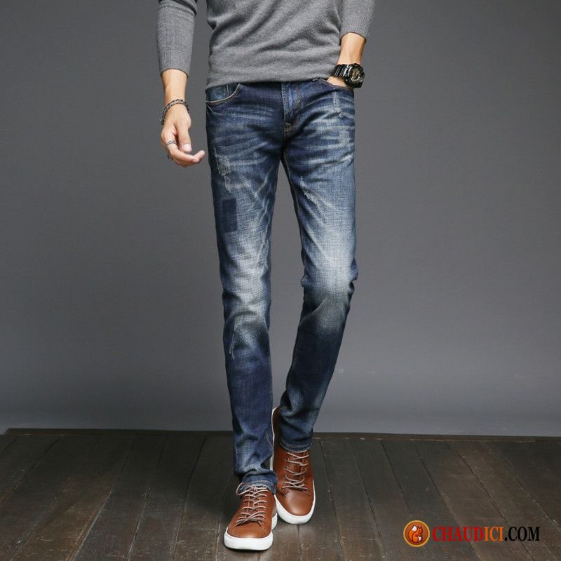 Promo Jeans Homme Delavé Épaissir L'automne Vintage Hiver