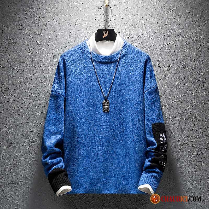 Pull Homme Sport Blanc Les Adolescents Bleu En Maille Tendance Homme