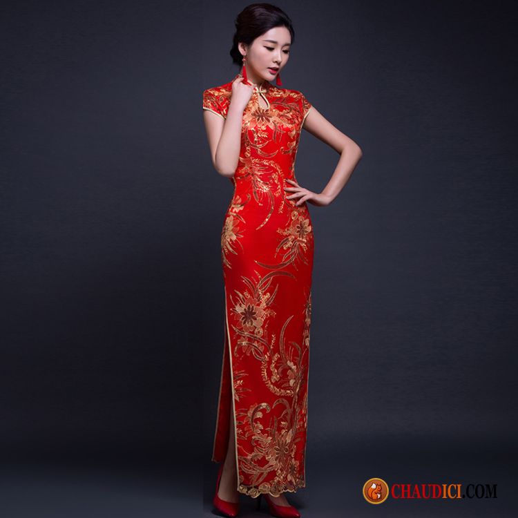 Robe Bustier Soirée Dentelle Étape Rétro Diviser La Fourchette Cheongsam