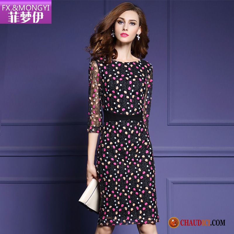 Robe En Lin Femme Robe Mince Floral Femme L'automne Pas Cher