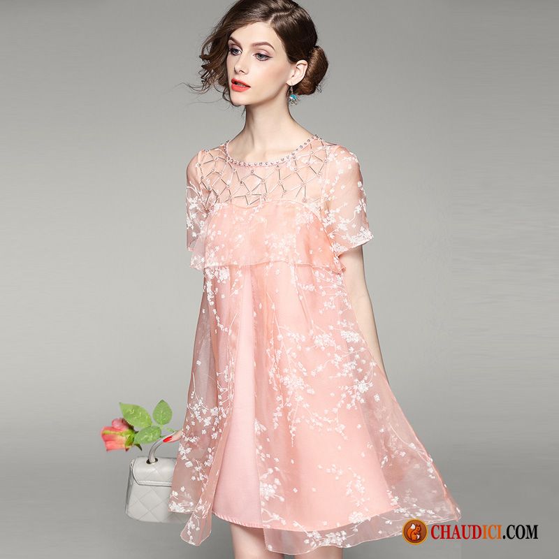 Robe Longue Noire Été Ambre Rose Dames Perle Baggy Paillette